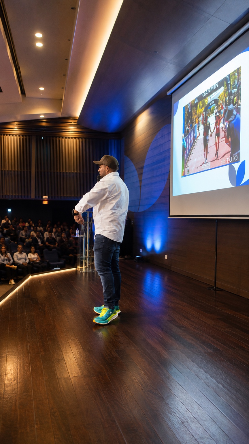 Miguel Andrey Forero compartiendo su experiencia frente a un auditorio